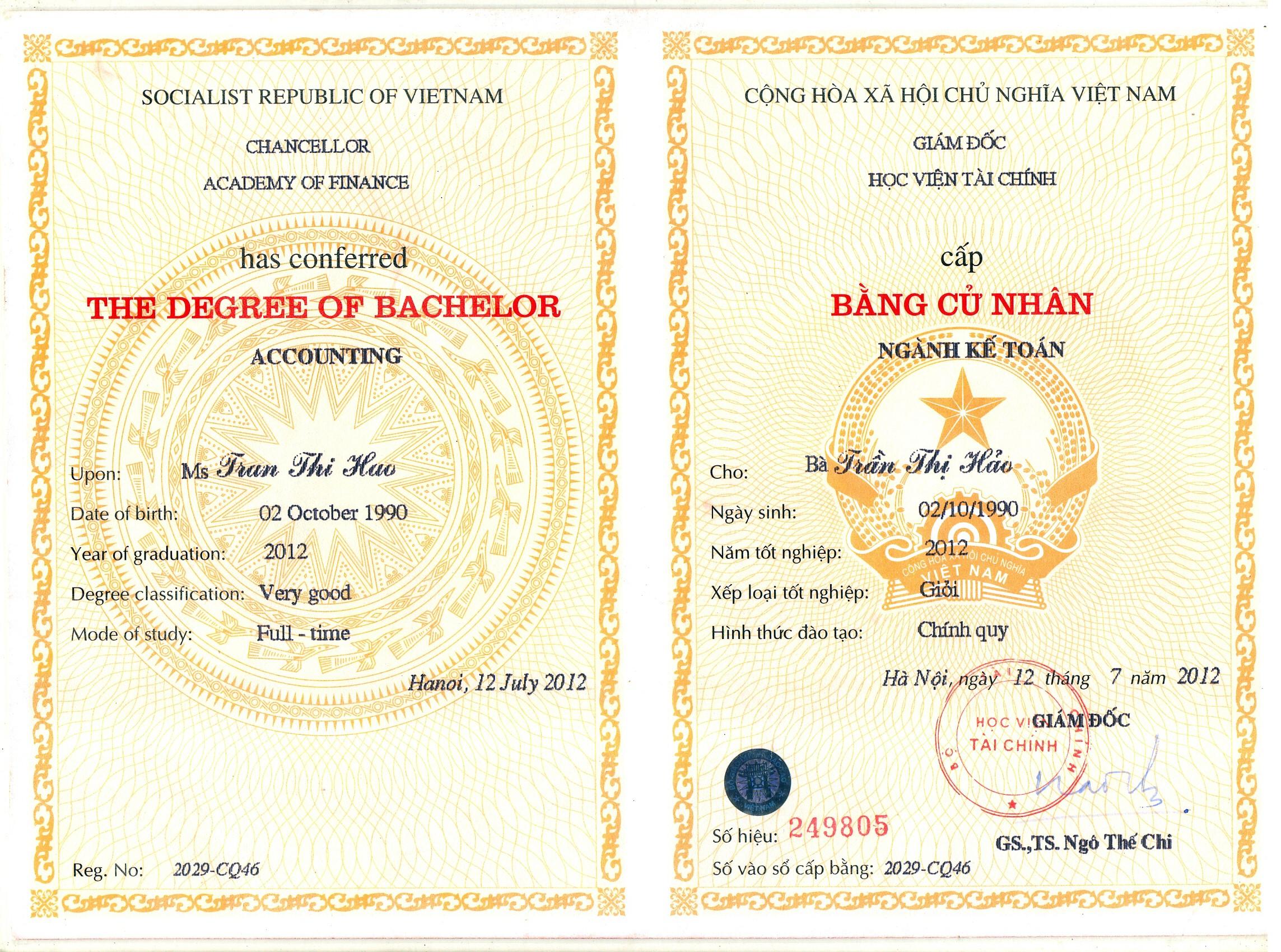 mẫu bằng đại học từ xa ng&agrave;nh kế to&aacute;n tổng hợp