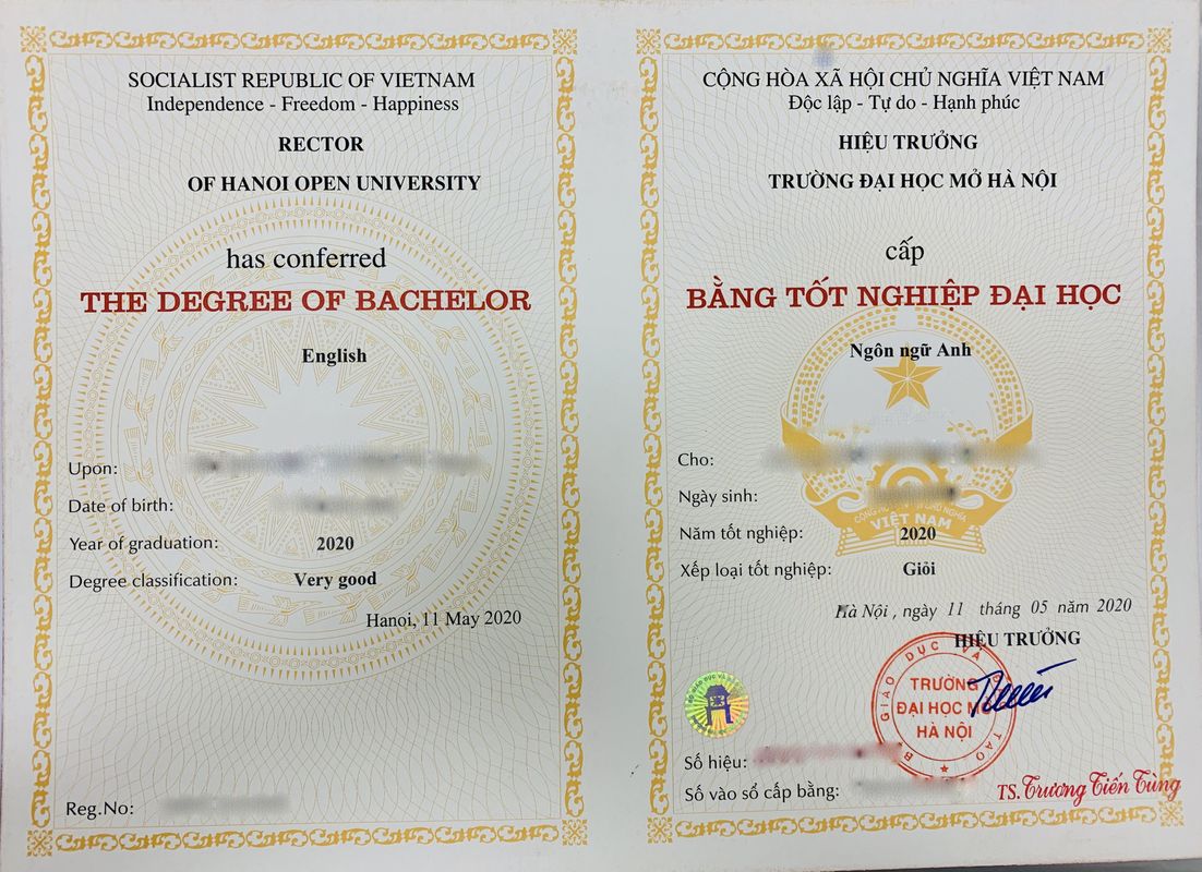 Mẫu bằng đại học từ xa trường viện đại học mở h&agrave; nội